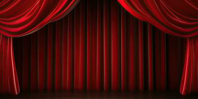 Theater stage red curtains wallpaper. Created with generative AI tools photo