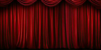 Theater stage red curtains wallpaper. Created with generative AI tools photo