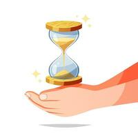 Hand holding hourglass vector