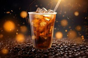 Ice coffee and refreshing look of the drink. Generative ai photo