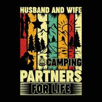 Husband and Wife camping partners for life T-Shirt vector