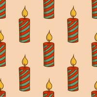 Christmas Candle Pattern Background. Social Media Post. Christmas Decoration Vector Illustration.