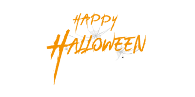 vector belettering gelukkig halloween. feestelijk schoonschrift met spin en spinneweb voor banier, poster, groet kaart, partij uitnodiging. geïsoleerd illustratie. png