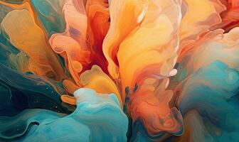 Multi colored watercolor pattern. Texture of spreading out paint. For banner, postcard, book illustration. Created with generative AI tools photo