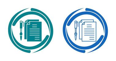 documentos únicos e icono de vector de pluma