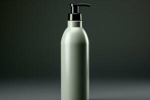 Cosmetic product bottle on a sleek grey background for emphasis AI Generated photo