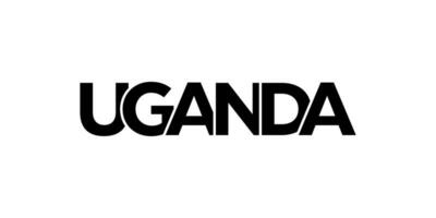 Uganda emblem. The design features a geometric style, vector illustration with bold typography in a modern font. The graphic slogan lettering.