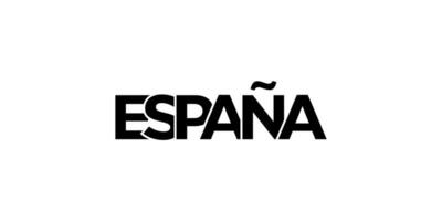 Spain emblem. The design features a geometric style, vector illustration with bold typography in a modern font. The graphic slogan lettering.