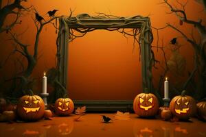 Square frame against a captivating Halloween themed background, ready for your content AI Generated photo