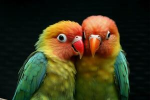 Captivating portrait of a Fischers Lovebird, highlighting its exquisite plumage AI Generated photo