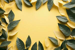 Captivating top view arrangement pastel leaves creating a yellow symphony AI Generated photo