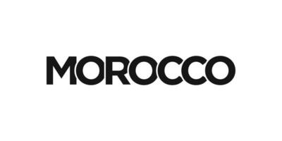 Morocco emblem. The design features a geometric style, vector illustration with bold typography in a modern font. The graphic slogan lettering.