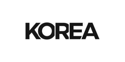 Korea emblem. The design features a geometric style, vector illustration with bold typography in a modern font. The graphic slogan lettering.