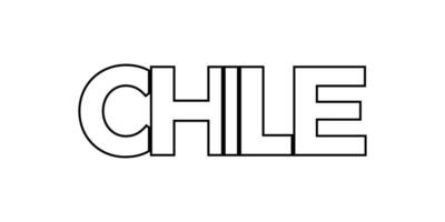 Chile emblem. The design features a geometric style, vector illustration with bold typography in a modern font. The graphic slogan lettering.