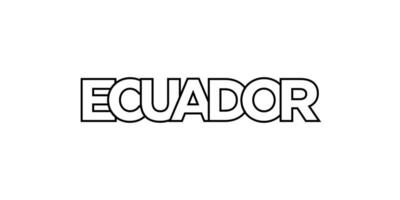 Ecuador emblem. The design features a geometric style, vector illustration with bold typography in a modern font. The graphic slogan lettering.