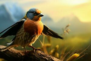 Male kestrels scenic flight, set against a beautifully blurred background AI Generated photo