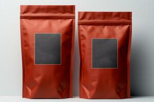 Versatile packaging mockup, Isolated brown bag template, dual view, white background AI Generated photo