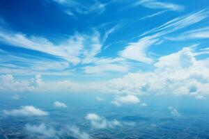 Textured blue sky background with wispy, cloud like patterns AI Generated photo