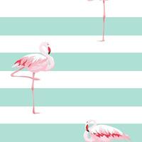 flamingo on a stripes background seamless pattern vector