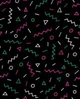 a black background with colorful geometric shapes vector