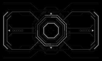 HUD sci-fi interface screen view white geometric on black design virtual reality futuristic technology creative display vector