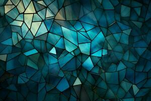 Intricate teal mosaic, Abstract vector background composed of interlocking and dynamic triangles AI Generated photo