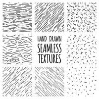 hand drawn seamless textures set vector