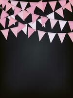 Background with pink flag garlands for Valentines day photo
