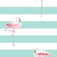 Pink flamingo seamless pattern with stripes photo