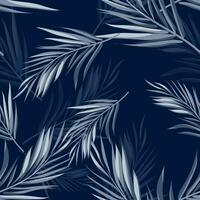 Tropical seamless monochrome blue indigo camouflage background with leaves and flowers photo