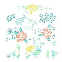 Set of hand drawn floral compositions and elements photo