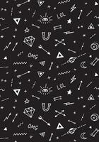 Vector pattern with old school tattoo elements. Black and white. photo