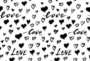 Seamless background pattern with hand drawn textured hearts photo