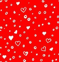 Hand drawn seamless doodle pattern with irregular hearts, sircles and spots photo