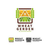 Modern Wheat and Garden Logo  Vector Design Template Isolated Simple