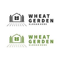 Modern Wheat and Garden Logo  Vector Design Template Isolated Simple