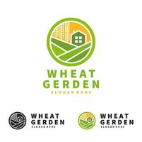 Modern Wheat and Garden Logo  Vector Design Template Isolated Simple