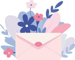 Hand Drawn Envelope with flowers in wedding concept in flat style vector