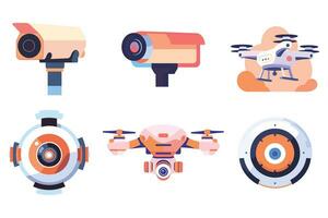 Hand Drawn Robots and electronic devices in flat style vector