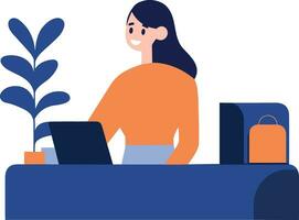 Hand Drawn Cashier or receptionist in a hotel in flat style vector