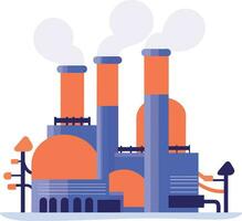 Hand Drawn Factories with pollution and smoke in flat style vector