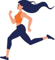 Hand Drawn fitness girl running exercise in flat style vector