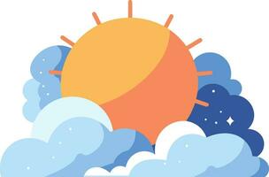 Hand Drawn sun and clouds in flat style vector