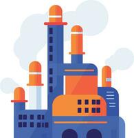 Hand Drawn Factories with pollution and smoke in flat style vector