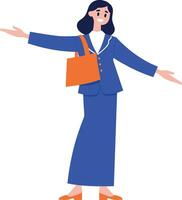 Hand Drawn Flight attendant with suitcase in flat style vector