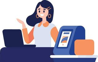 Hand Drawn Cashier or receptionist in a hotel in flat style vector