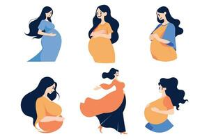 Hand Drawn Mother or pregnant woman in flat style vector