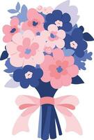 Hand Drawn Bouquet of flowers in a wedding concept in flat style vector