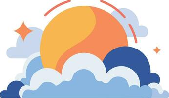 Hand Drawn sun and clouds in flat style vector