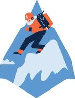 mano dibujado aventurero turistas escalada montañas en plano estilo vector